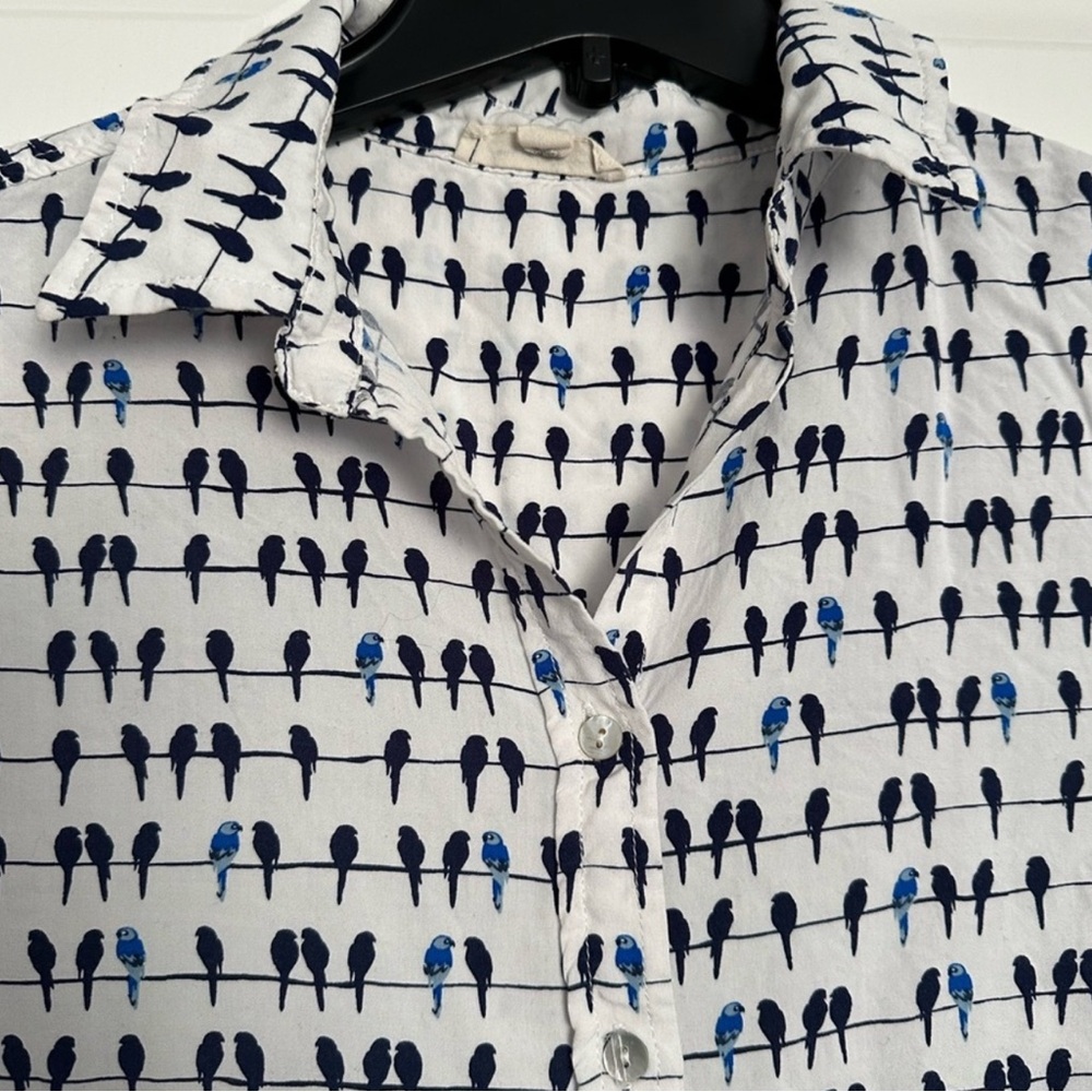 Jane and Delancey White and Blue Blouse - Picture 3 of 6